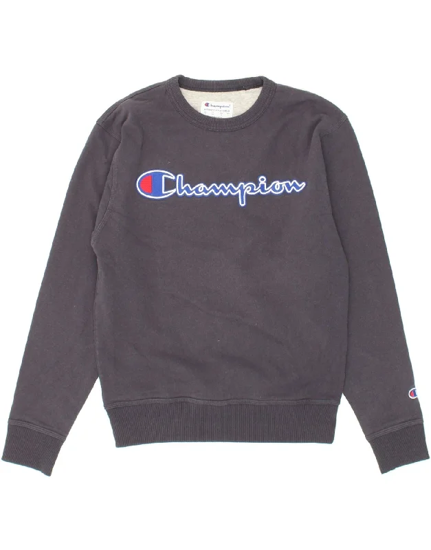 CHAMPION Mens Graphic Sweatshirt Jumper Small Navy Blue Cotton