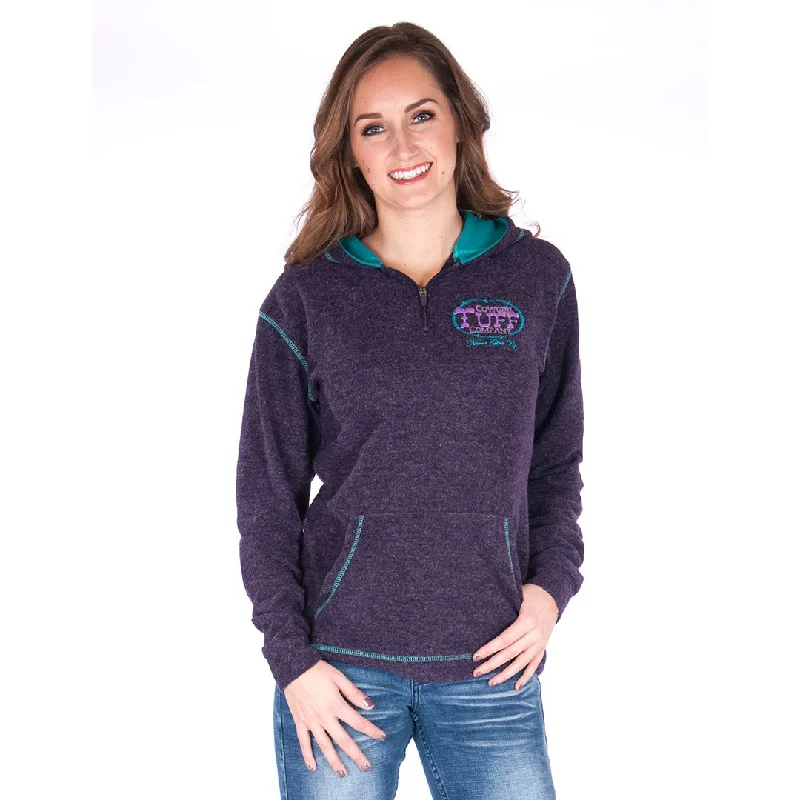 Cowgirl Tuff Cabin Cozy Purple & Teal Womens Hoodie