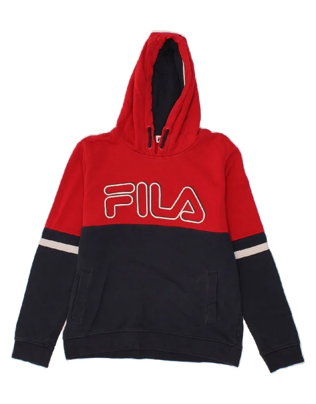 FILA Boys Graphic Hoodie Jumper 11-12 Years Navy Blue Colourblock