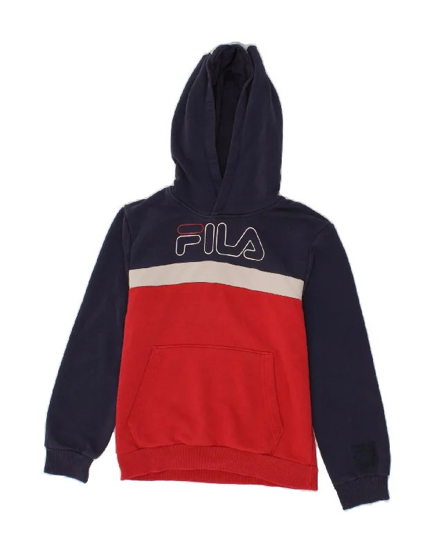 FILA Boys Graphic Hoodie Jumper 11-12 Years Red Colourblock