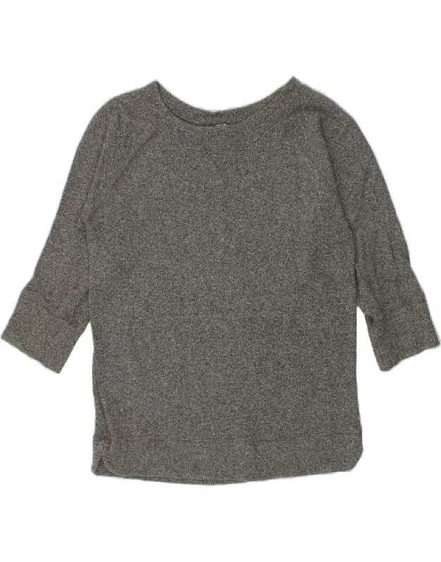 J. CREW Womens 3/4 Sleeve Sweatshirt Jumper UK 14 Medium Grey Cotton