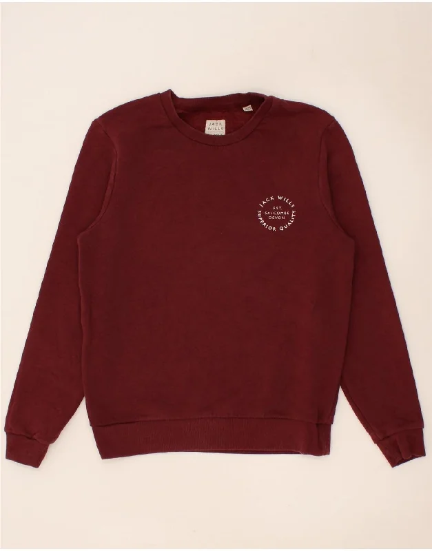 JACK WILLS Mens Sweatshirt Jumper Medium Burgundy Cotton