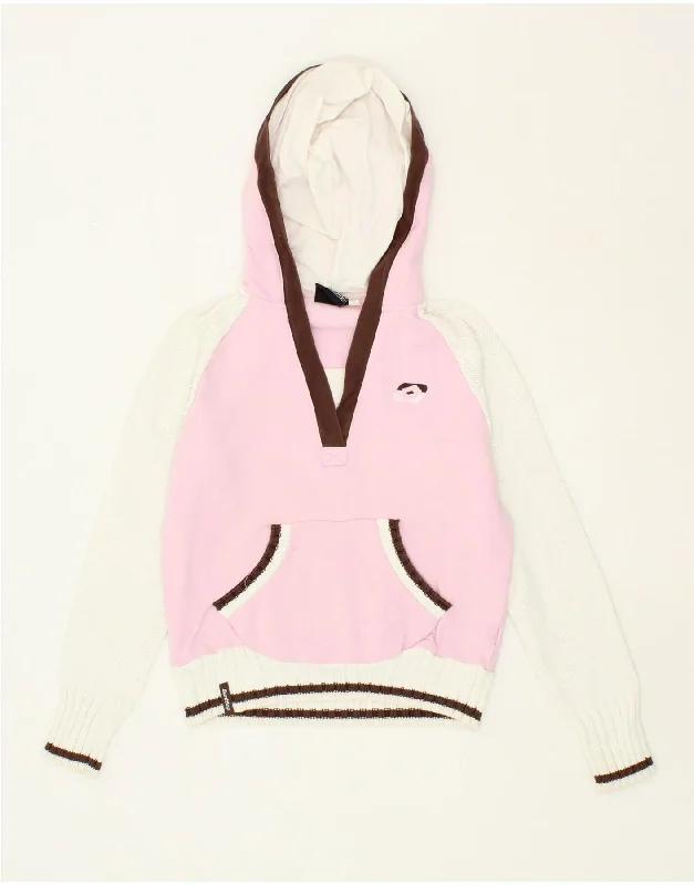 LOTTO Girls Hoodie Jumper 10-11 Years Medium Pink Colourblock