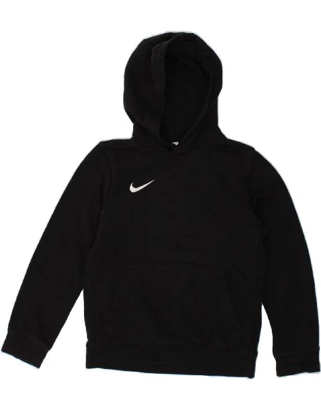 NIKE Girls Hoodie Jumper 10-11 Years Medium Black Cotton