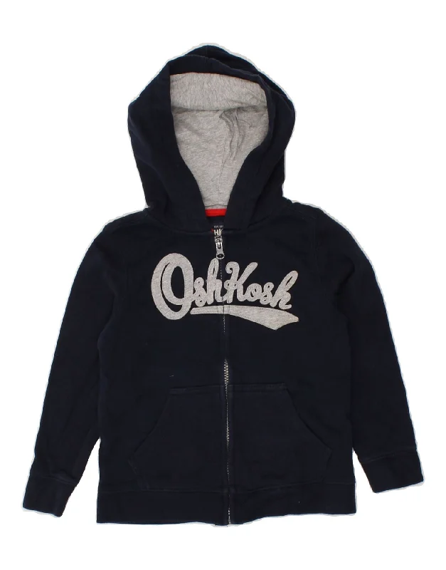 OSH KOSH Boys Graphic Zip Hoodie Sweater 4-5 Years Navy Blue Cotton