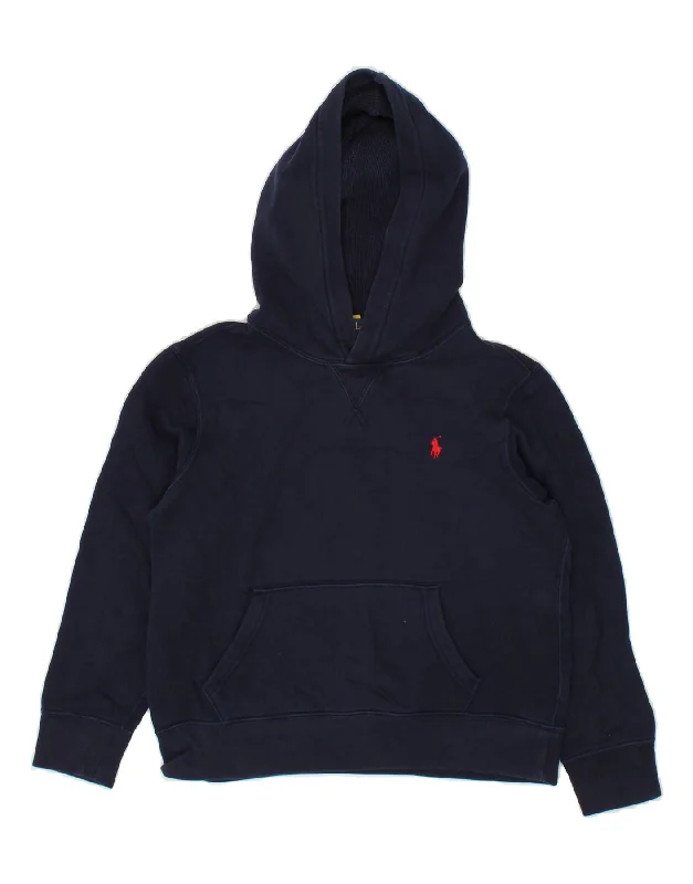 POLO RALPH LAUREN Boys Hoodie Jumper 10-11 Years Medium  Navy Blue Cotton