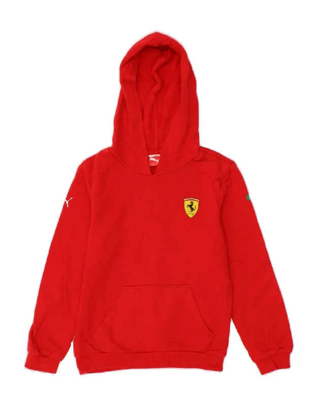 PUMA Boys Ferrari Graphic Hoodie Jumper 7-8 Years Small Red Cotton