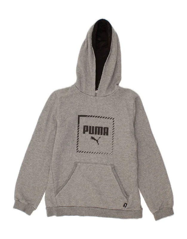 PUMA Boys Graphic Hoodie Jumper 13-14 Years  Grey Cotton