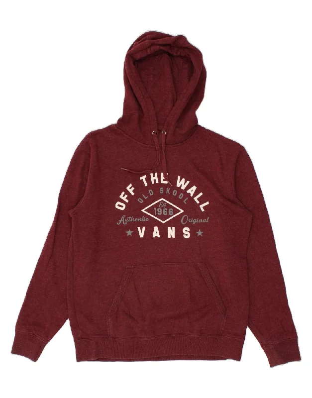 VANS Mens Graphic Hoodie Jumper Medium Burgundy Cotton