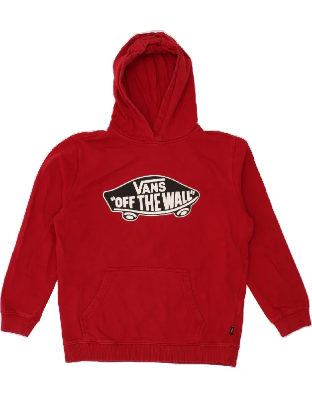 VANS Womens Graphic Hoodie Jumper UK 18 XL Red Cotton