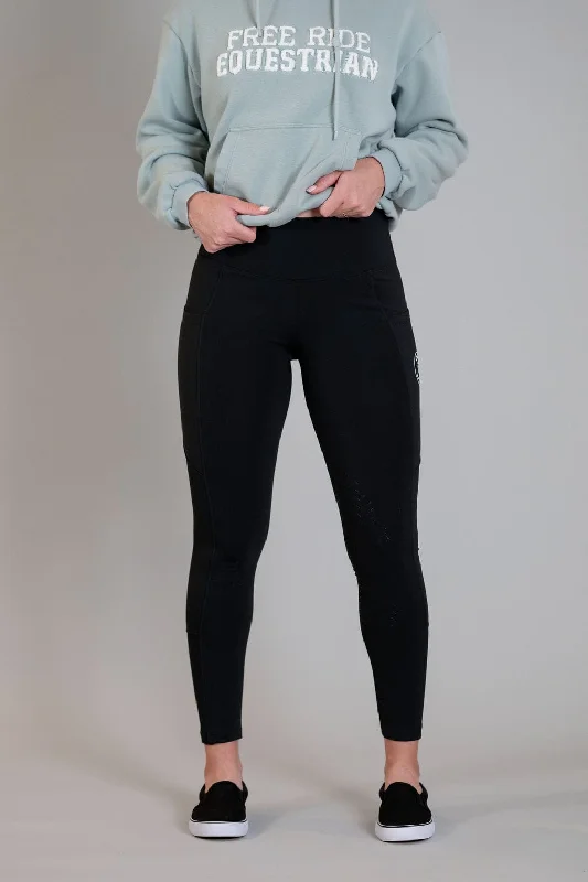 Black Midweight Winter Leggings | Full Seat or Knee Patch