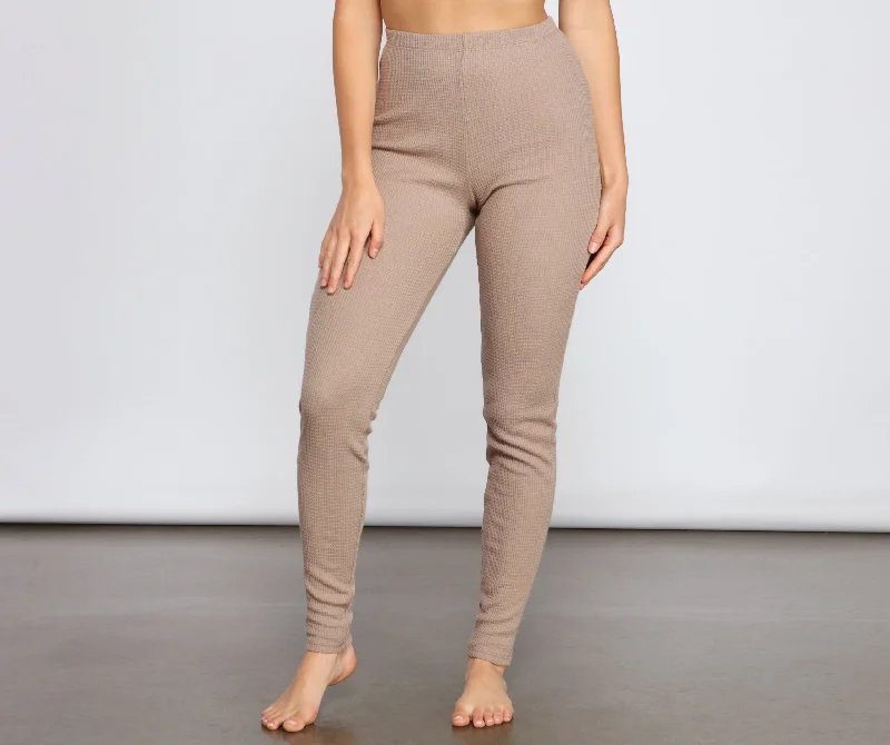 Casual And Stylish Waffle Knit Leggings