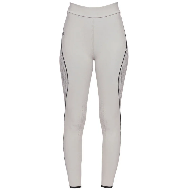 High Waist Perforated Insert Leggings Cream