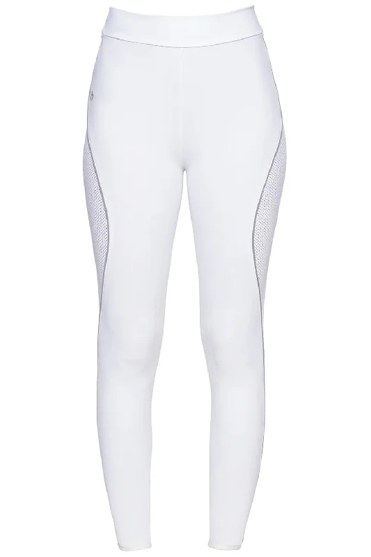 High Waist Perforated Insert Leggings White