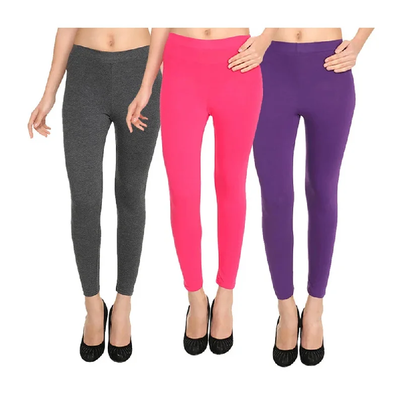 HiFlyers Women Ankle Length Leggings Pack Of 3