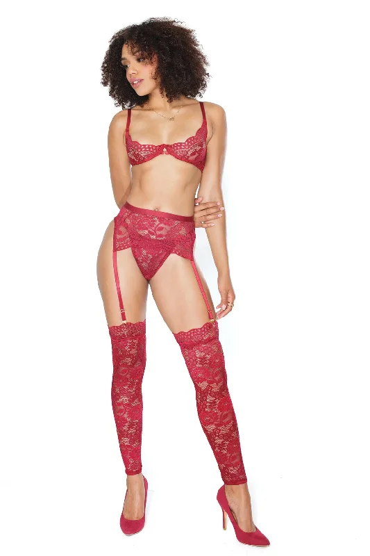 Matching Lace Bra, Garter & Leggings Set