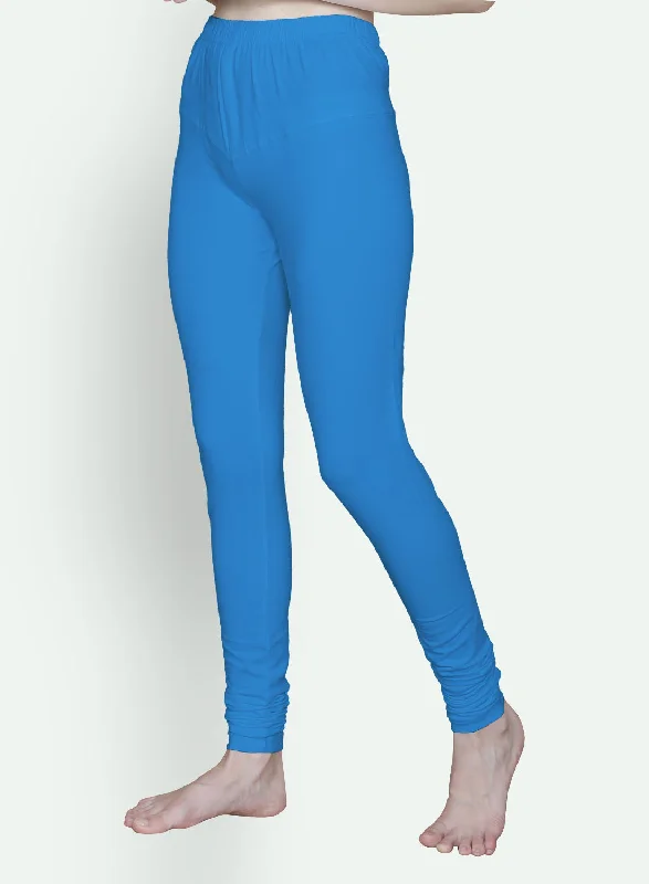 T.T. Women Solid Chudidar Cotton Lycra Cool Leggings -Airforce Blue