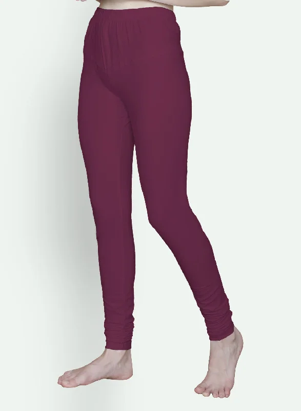 T.T. Women Solid Chudidar Cotton Lycra Cool Leggings -Bright Maroon