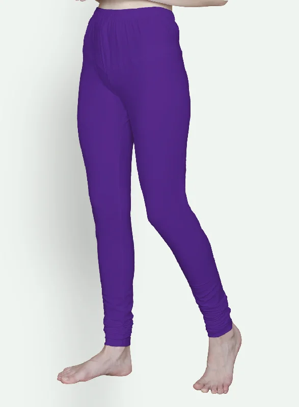 T.T. Women Solid Chudidar Cotton Lycra Cool Leggings -Brinjal