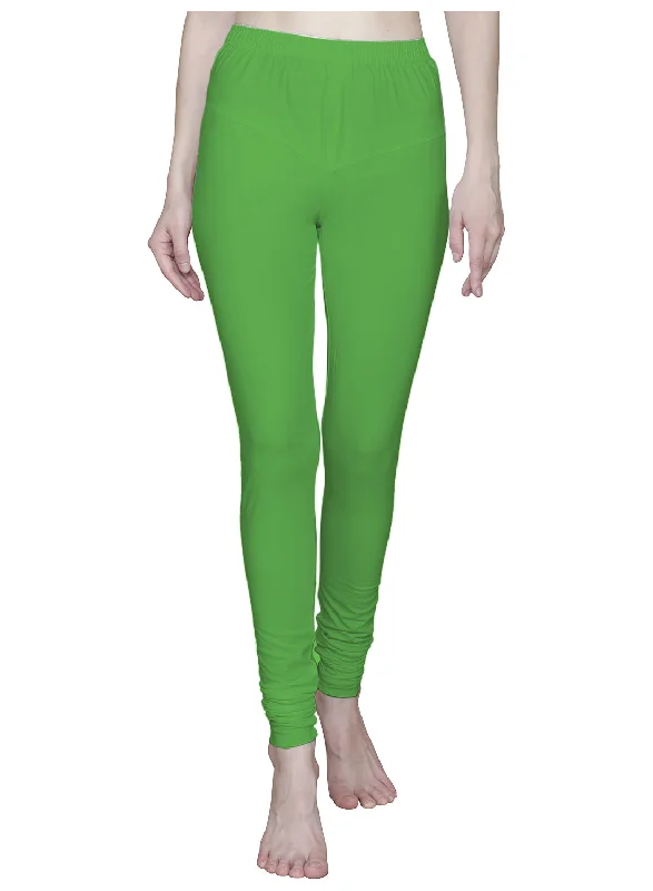 T.T. Women Solid Chudidar Cotton Lycra Cool Leggings -Flourescent Green