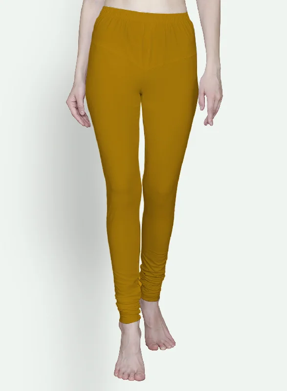 T.T. Women Solid Chudidar Cotton Lycra Cool Leggings -Saffron