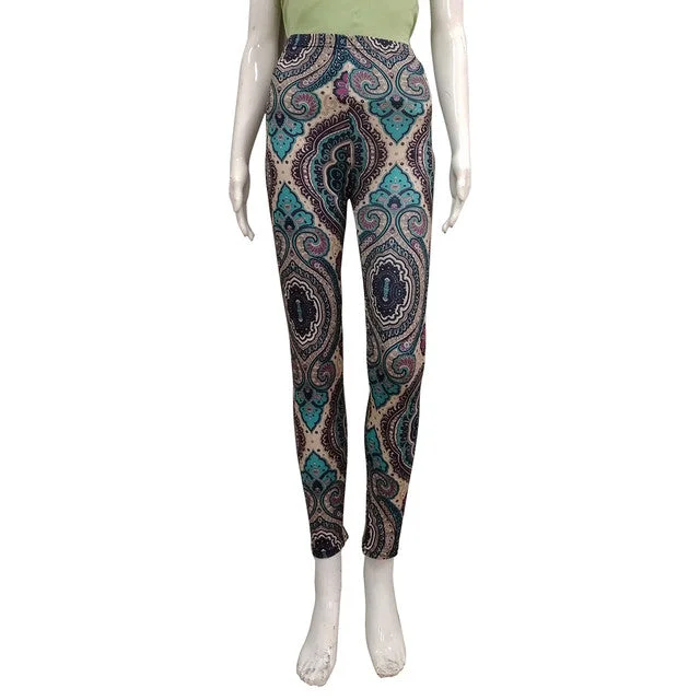 T.T Women Printed Leggings Aqua