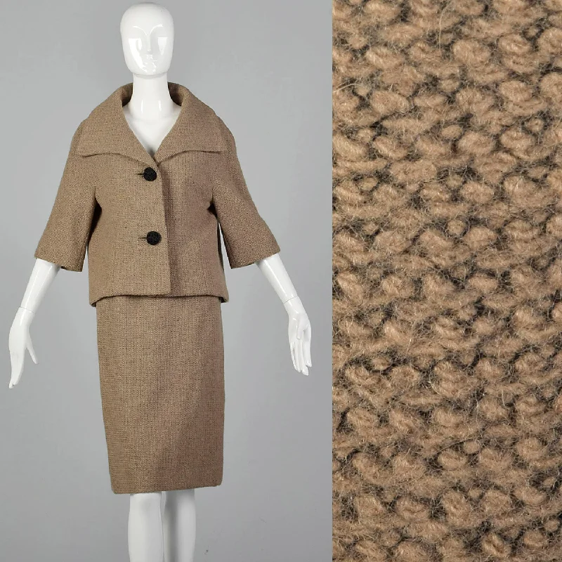 1950s Brown Woven Skirt Suit