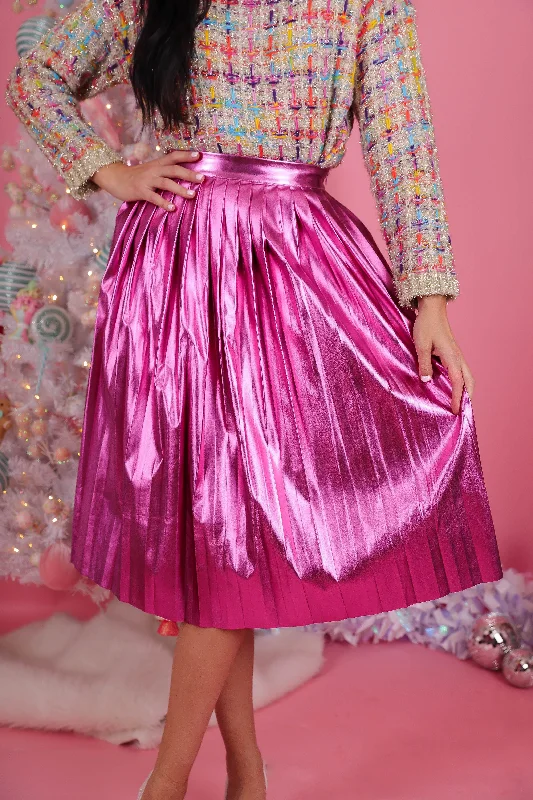 A Toast To That Midi Skirt-Hot Pink