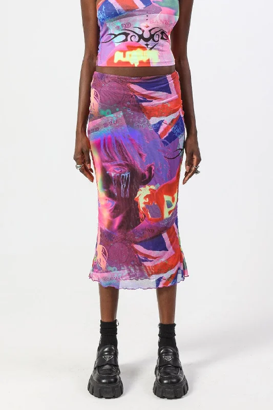 London Callin' Mesh Midi Skirt