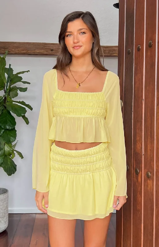 Sean Yellow Chiffon Mini Skirt