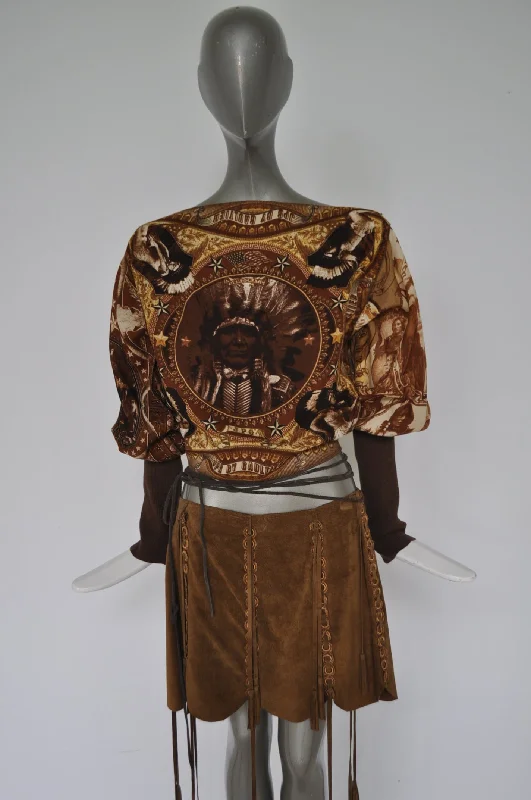 Jean Paul Gaultier top with Sheriff and indian  print Gaultier jeans collection