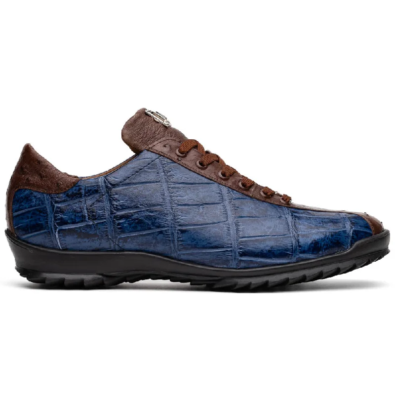 Marco Di Milano Saulo Alligator Ostrich and Rubber Blue Jeans