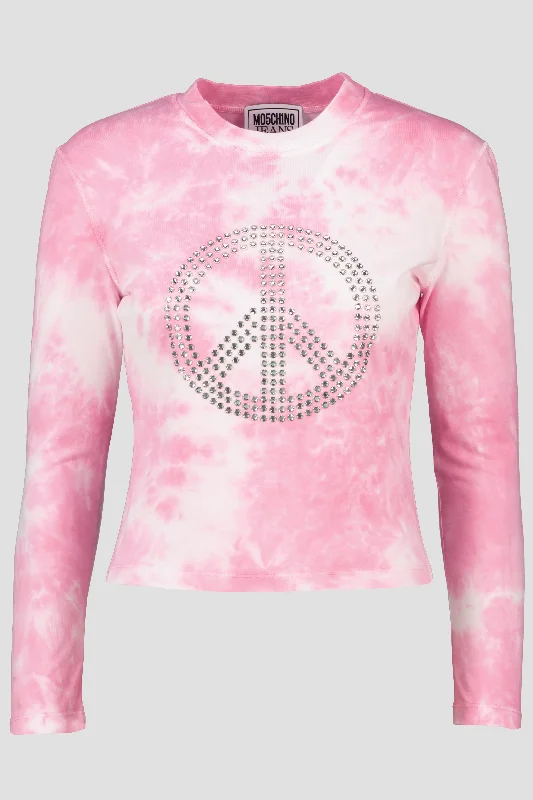 Women's Moschino Jeans Tie Dye Peace Stud Pink Top