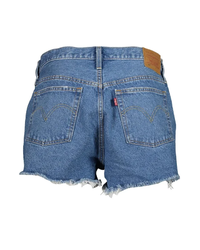 Levis Womens 501 Short Jeans Distressed Hem Blue