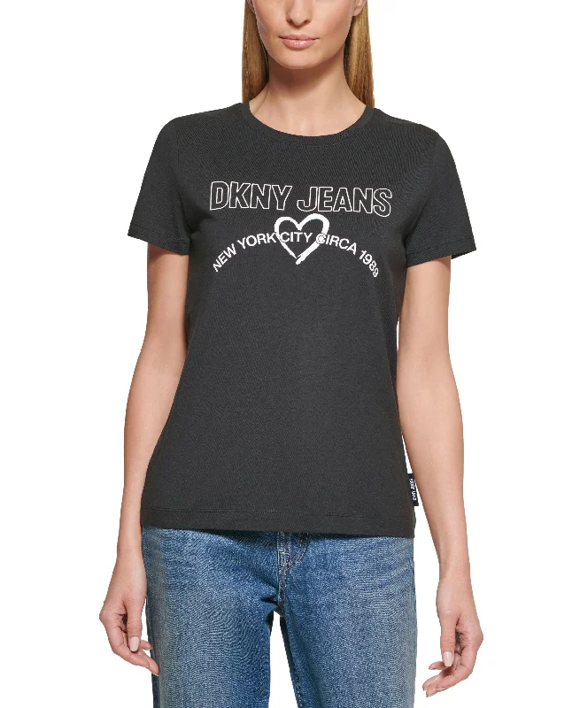 DKNY Jeans Womens Heart Logo T-Shirt