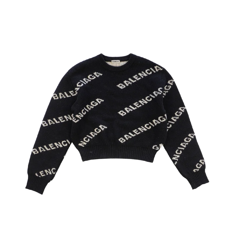 Balenciaga 'All-Over Logo' Knit Sweater - Women's S