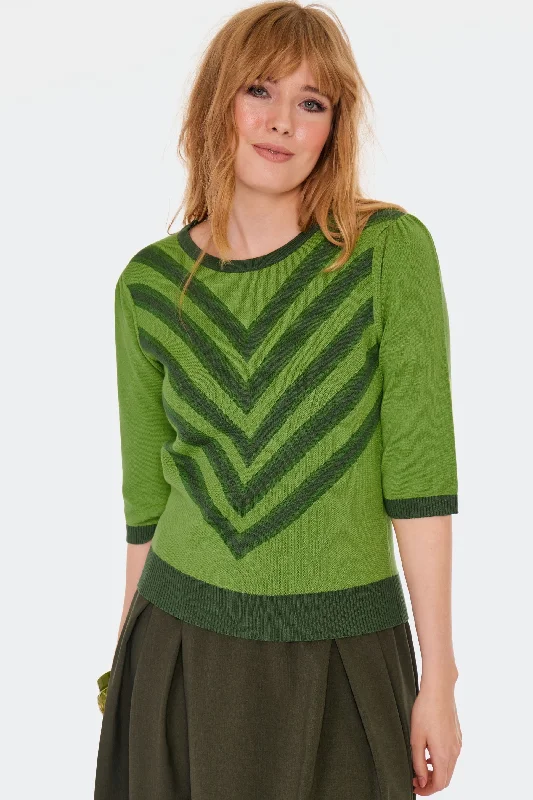 Chevron Sweater in Green by Voodoo Vixen