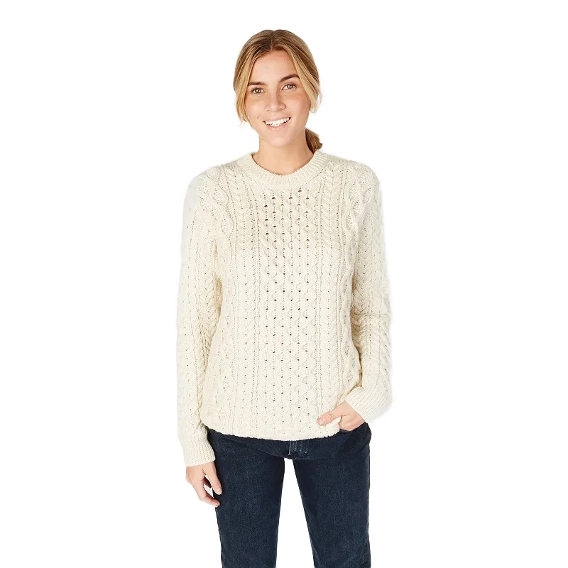 Ladies Honeycomb Stitch Blasket Sweater Natural