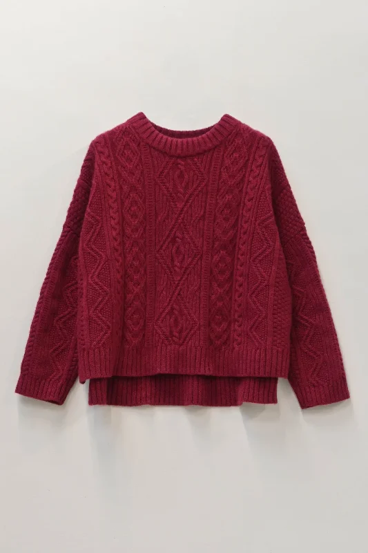 Limited Edition Freyja Cashmere Cable Sweater in Rich Red