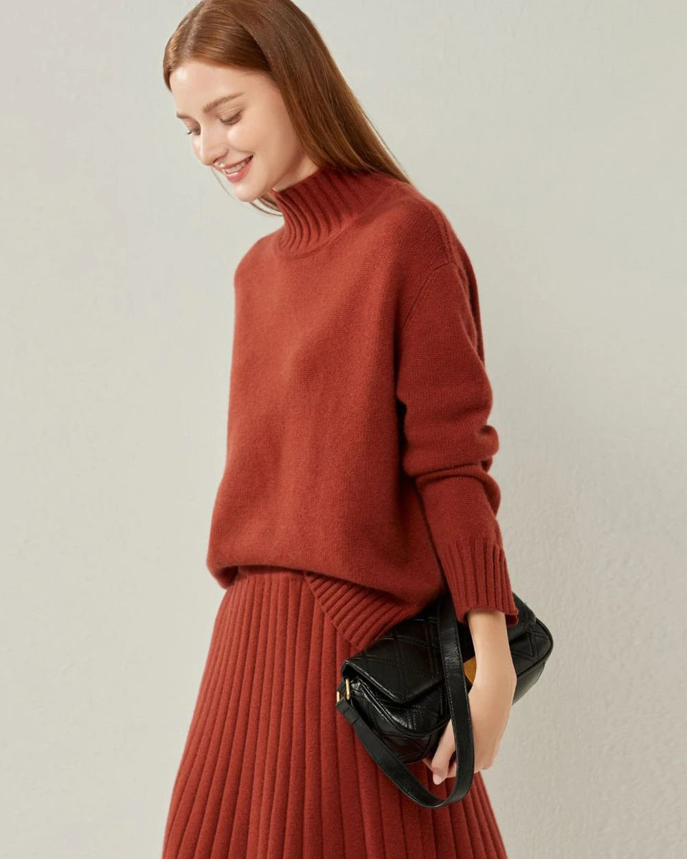 Oversized Mock-Neck Cashmere Sweater