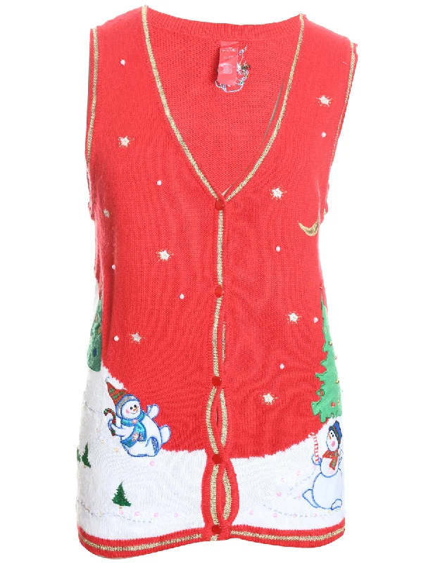 Snowman Christmas Sweater Vest - L