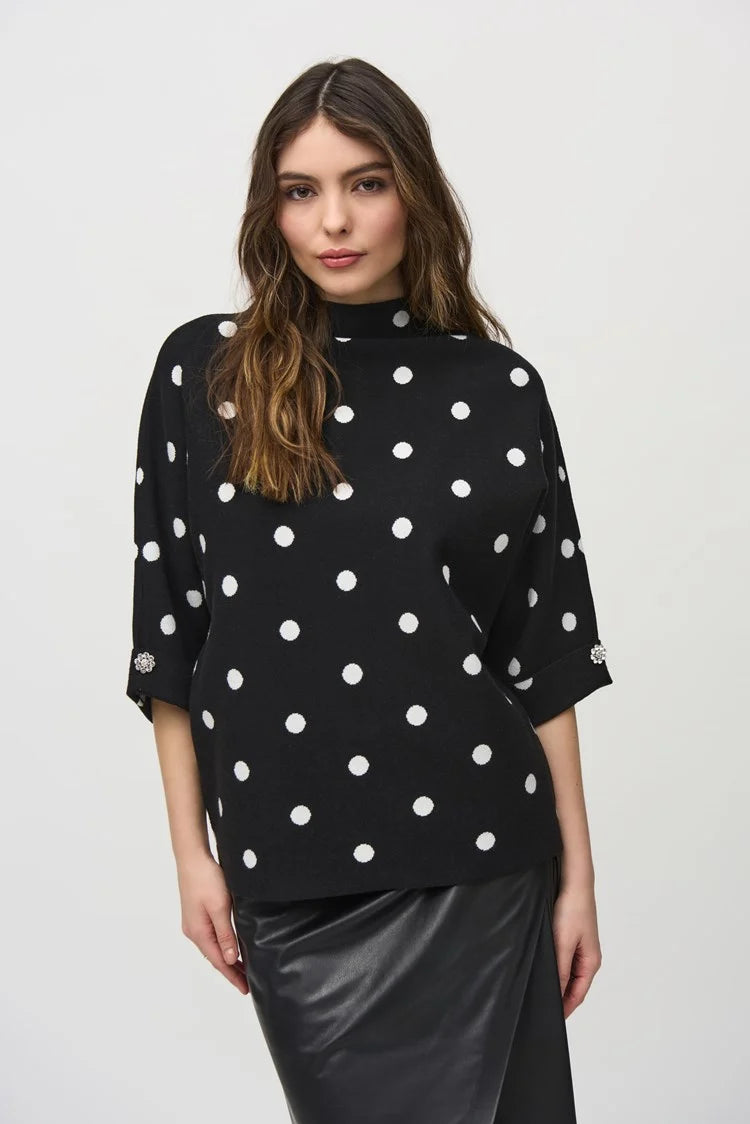 Spot Print Sweater - Black and Vanilla