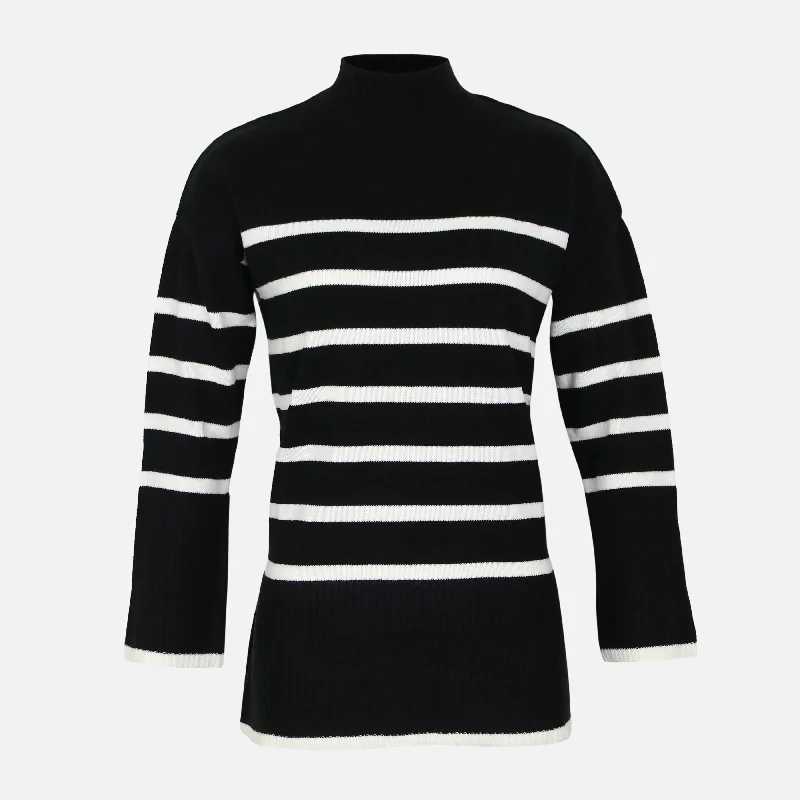 WOMEN STRIPED LONG SWEATER